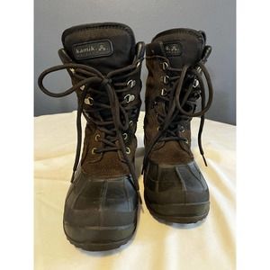 Kamik Nation Plus Waterproof Thinsulate Winter Boots Mens 7 brown lined outdoor